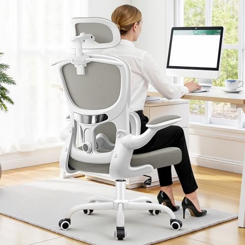 ALLGOD Ergonomic Office Chair, Mesh Desk Chair with Lumbar Support, High Back Home Office Chair with Adjustable Headrest and Flip