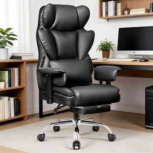 ALLGOD Heavy Duty Big and Tall Office Chair 500LBS, Ergonomic High Back Executive Desk Chair with Footrest, 23